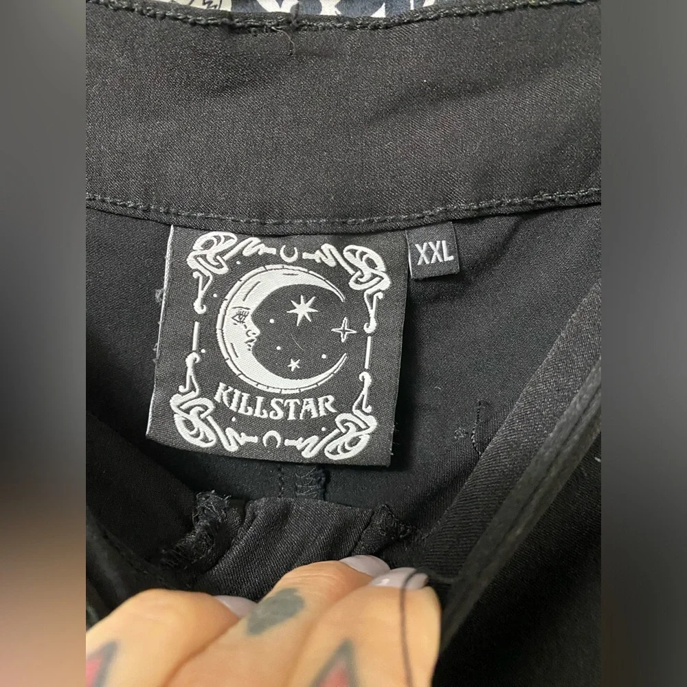 ***SOLD***Killstar Stretch Pants with Vegan Leather/Zipper Detail - Picture 4 of 5